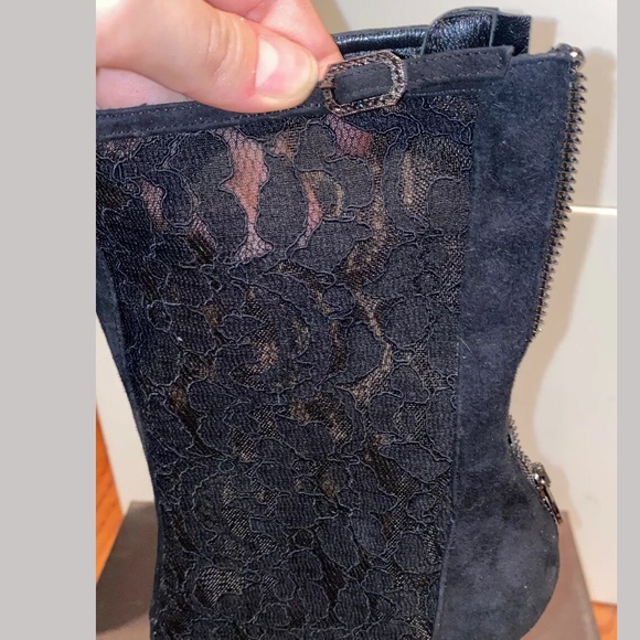 New Nando Muzi Suede Lace Heels Open Toe Boots, 9 - Picture 7 of 13